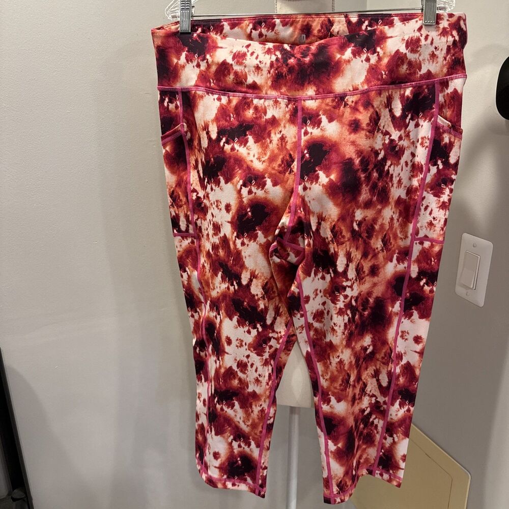 Ideology Plus Size 2x red Pink Tie Capri Leggings